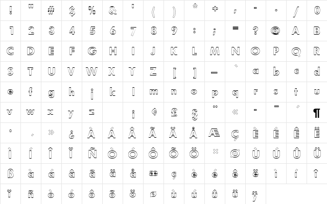 FuturaNo7TMedOu1 Regular  glyph index