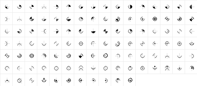 GeometricGlyphs Regular  glyph index