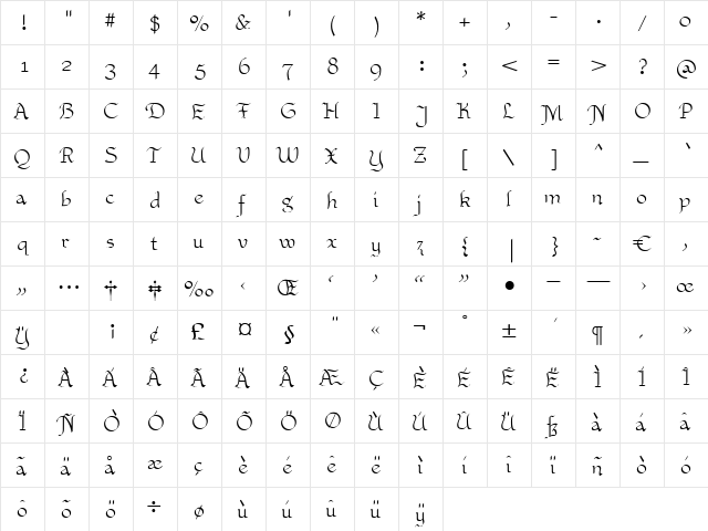 Kumulus Regular  glyph index