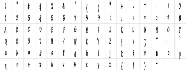 Follow the Marks Regular  glyph index