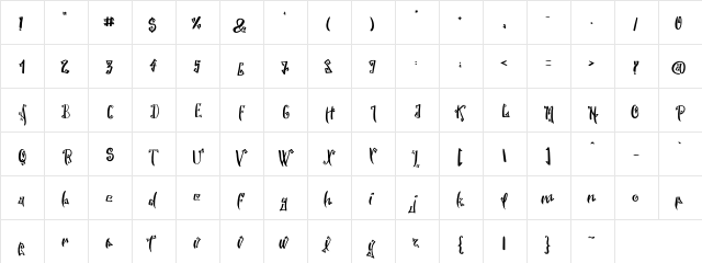 Spooky Wooky Regular  glyph index