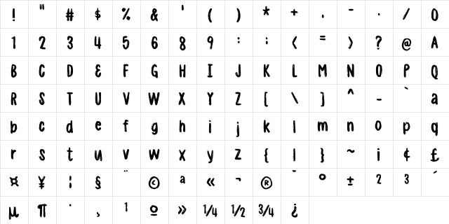 Madpakke DEMO Regular  glyph index
