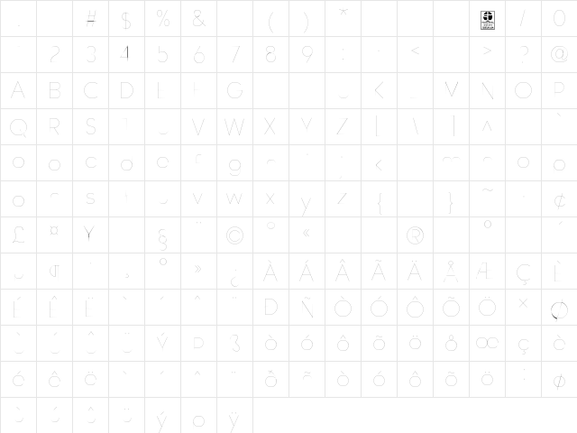 Watchword Hairline Demo Regular  glyph index