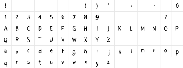 Race Regular  glyph index