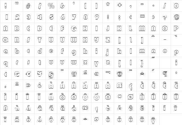 BrianBeckerOutline-Heavy Normal  glyph index