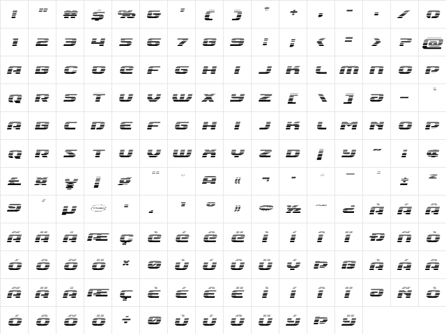 Annapolis Gradient Italic Italic  glyph index