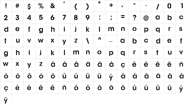 AG Stencil AG Stencil  glyph index