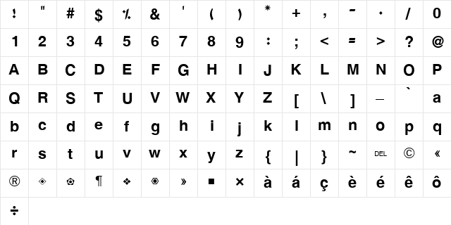 Hacen Sahafa Regular  glyph index