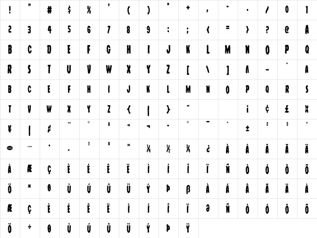 Young Frankenstein Condensed Condensed  glyph index
