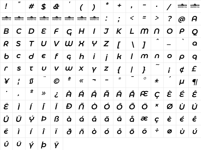 Eastman Alternate Trial Medium Italic  glyph index