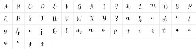 Autery Regular  glyph index