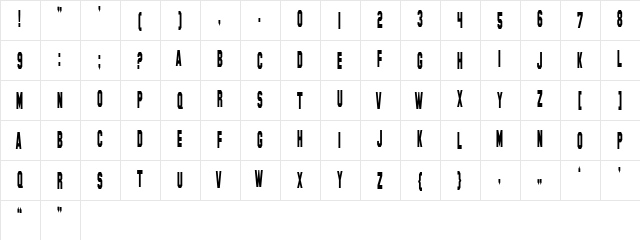 SF Hollywood Hills Condensed Regular  glyph index