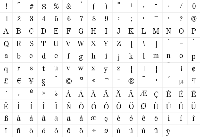 NormanBecker Regular  glyph index