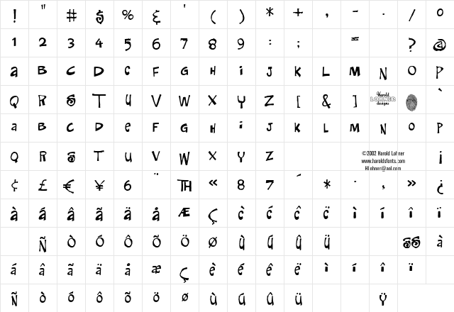 DenneyDemo Regular  glyph index