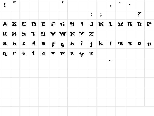 Fox On The Run 1 Bold  glyph index