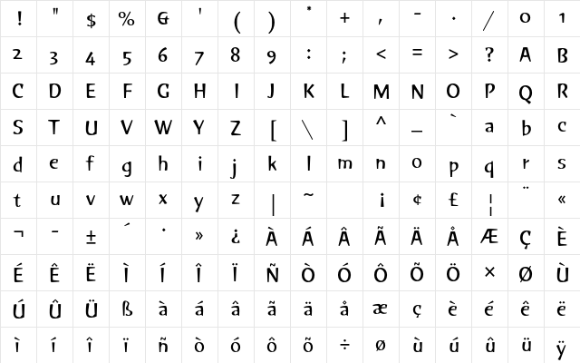 Green Std Regular  glyph index