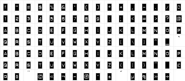 DynamoeC Regular  glyph index