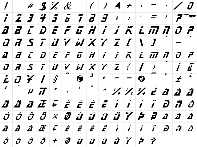 Star Next Regular  glyph index