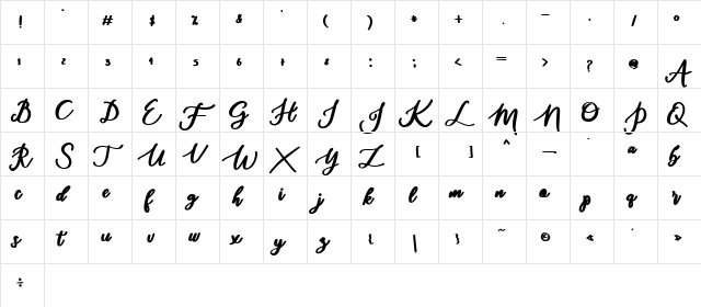 daylight Regular  glyph index