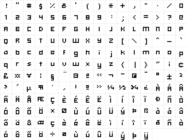 hooge 05_56 Regular  glyph index