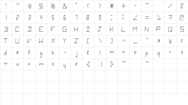LCDDoubleSSK Regular  glyph index