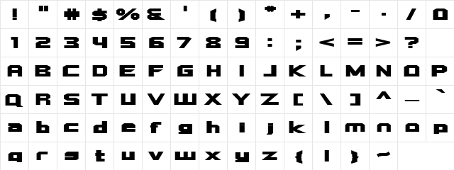 Quadrangle Regular  glyph index