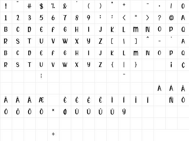 Summer Sale Regular  glyph index