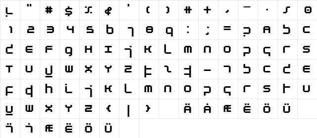 Atmosphere Bold  glyph index