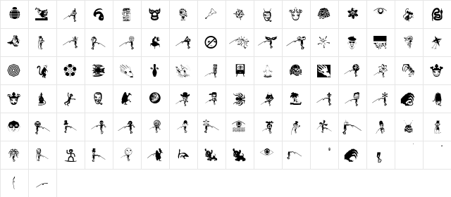 TangoHollywut Regular  glyph index