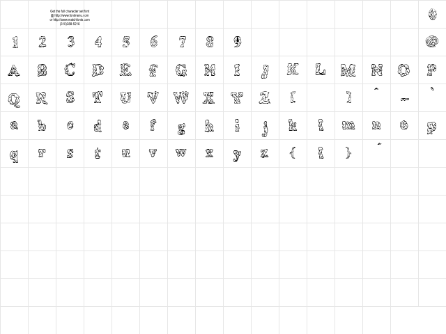 Coulures Regular  glyph index