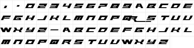 Rawhide Raw 2012 Regular  glyph index