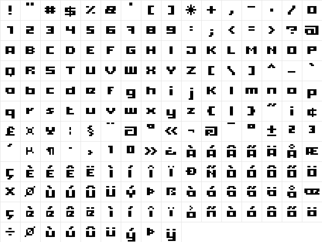 xpdr05 Regular  glyph index