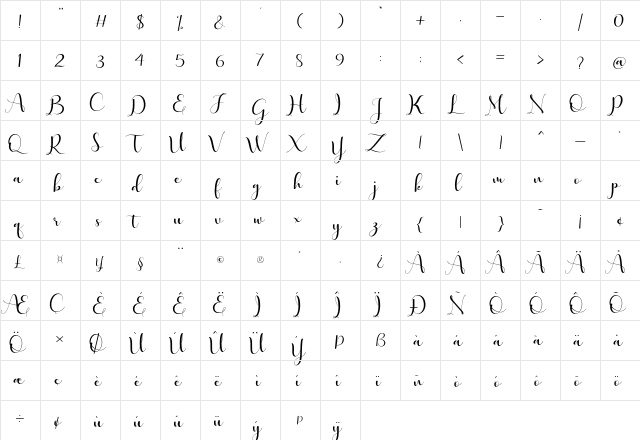 lovelyvalentine Regular  glyph index