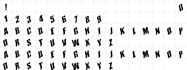 Moby Dick Regular  glyph index
