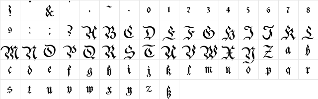 Charterwell Bold  glyph index