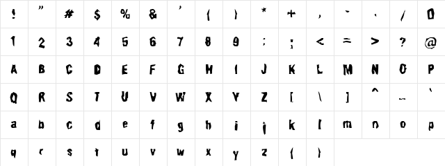 Spatter Regular  glyph index