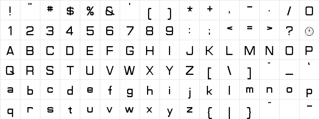 Microgramma Trek Extended Regular  glyph index