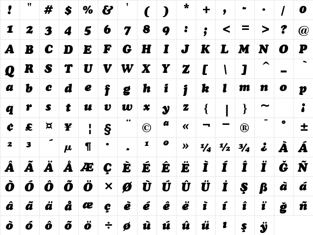 00850 Regular  glyph index