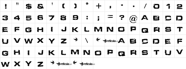 Defused Extended Bold  glyph index