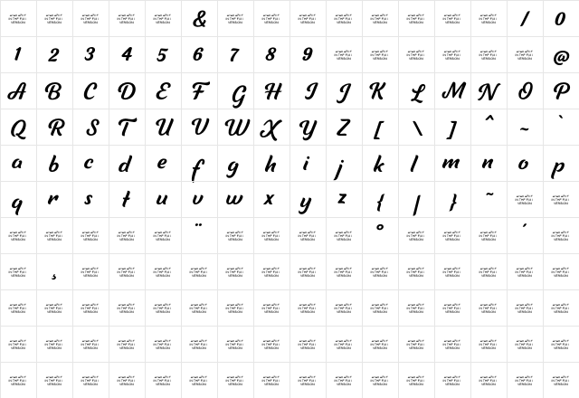 Tilda Script Demo S Non connect Demo  glyph index