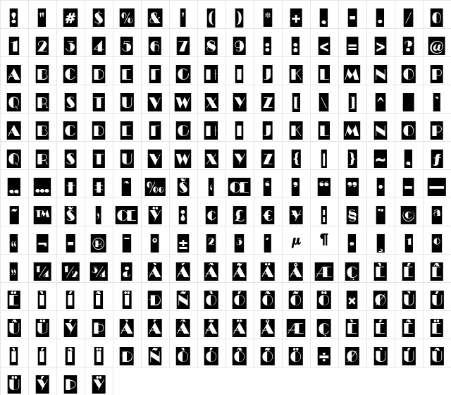 a_BentoCm Regular  glyph index
