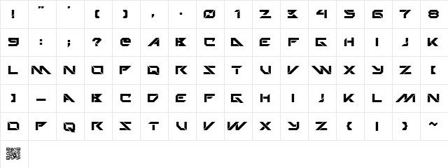 Techno Hideo Bold  glyph index
