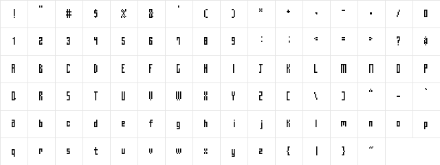 Thin Stick Regular  glyph index