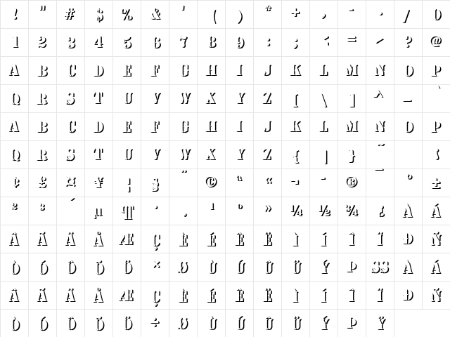 Stencil Becker Only Shadow Regular  glyph index