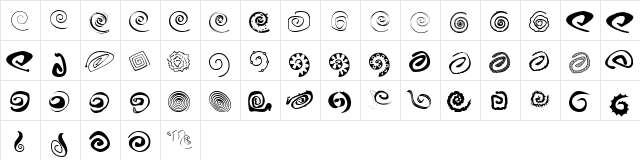 xspiralmental Regular  glyph index