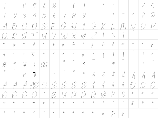 Cellestial Regular  glyph index