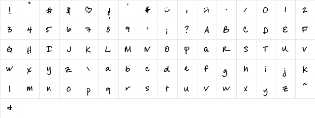 FG Cheryl Regular  glyph index