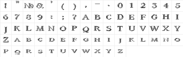 Coltaine No 2 Regular  glyph index