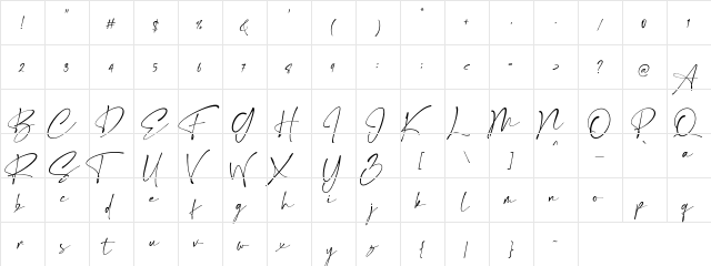 Estrada Signature Regular  glyph index