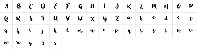 Blusty Script Free Regular  glyph index